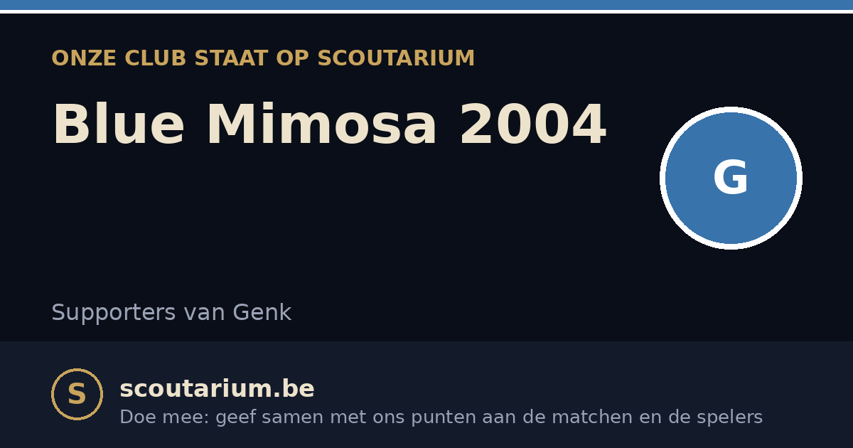 Onze club staat op Scoutarium: Blue Mimosa 2004