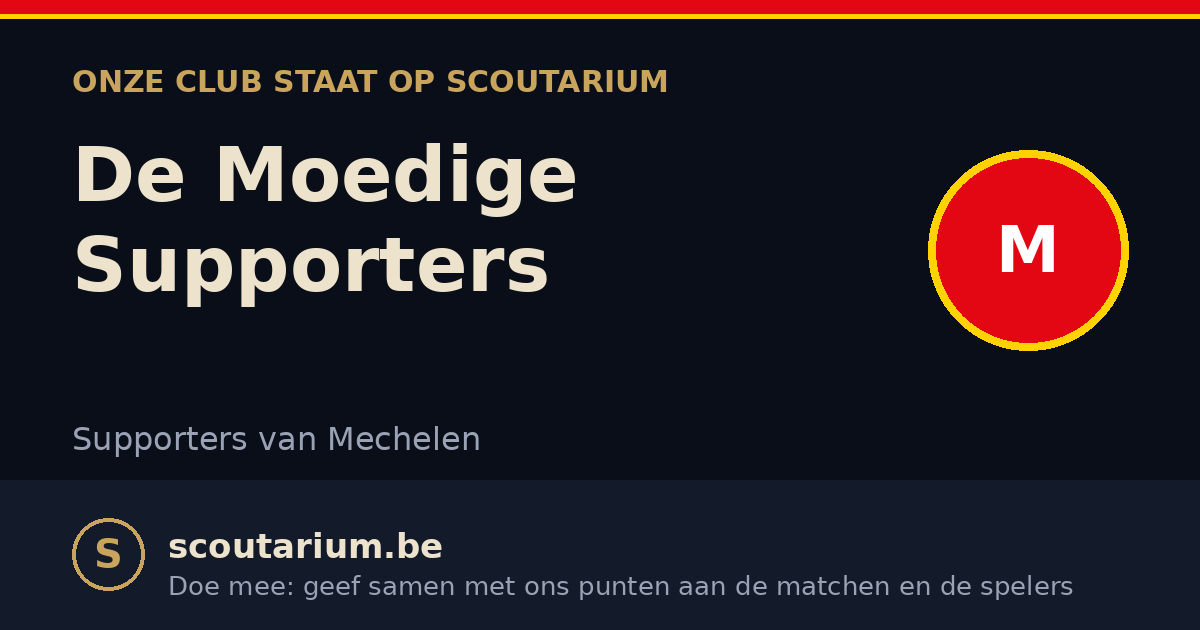 Onze club staat op Scoutarium: De Moedige Supporters