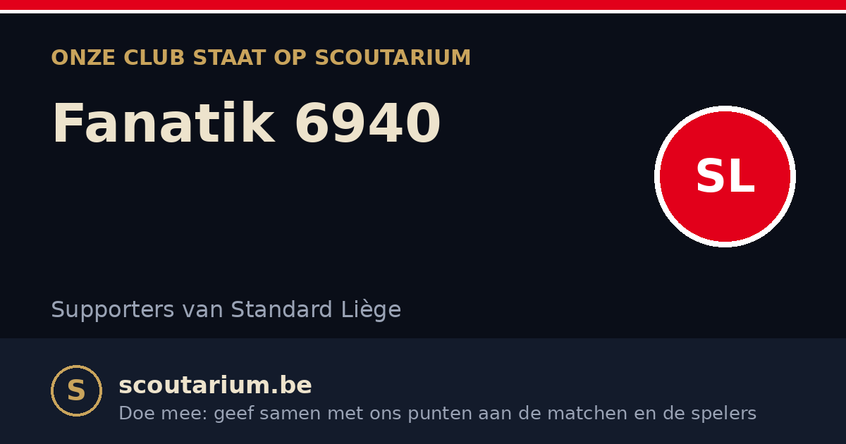 Onze club staat op Scoutarium: Fanatik 6940