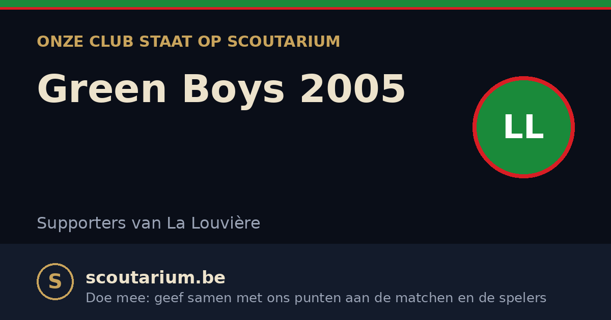 Onze club staat op Scoutarium: Green Boys 2005