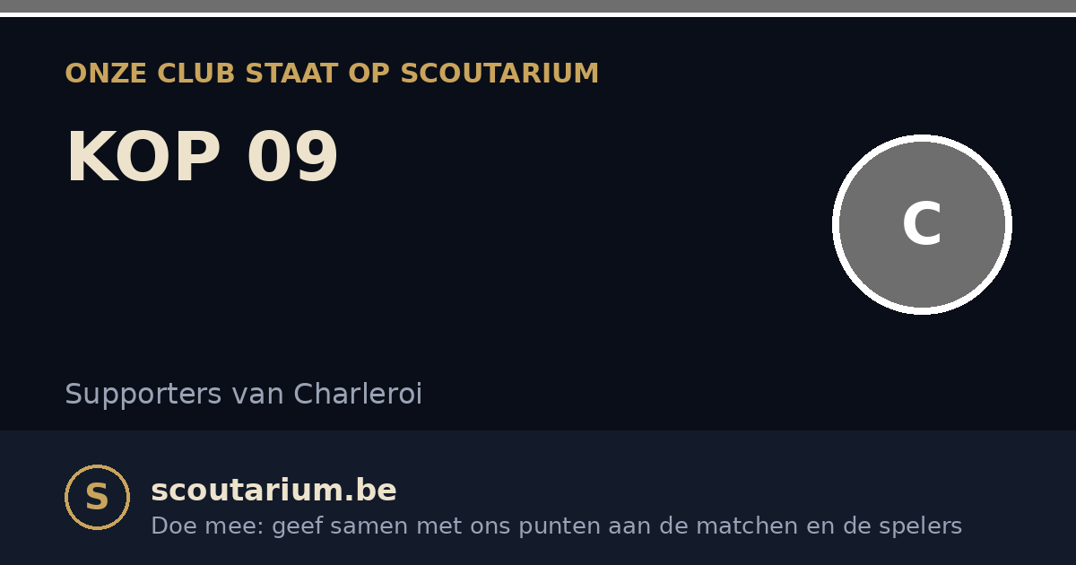 Onze club staat op Scoutarium: KOP 09