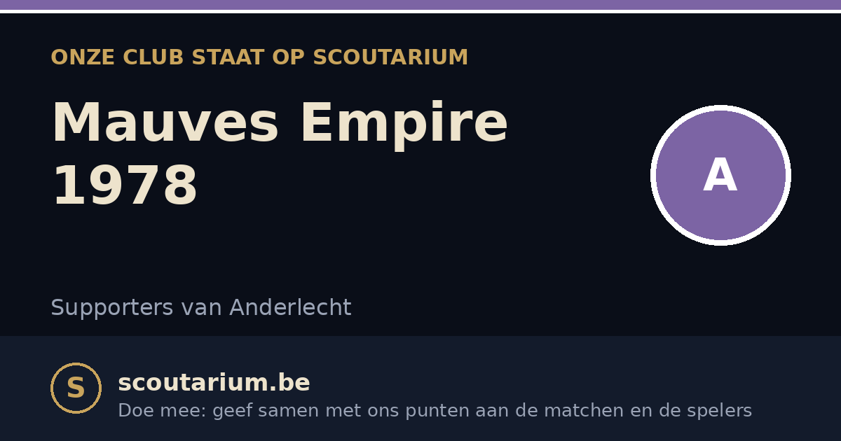 Onze club staat op Scoutarium: Mauves Empire 1978
