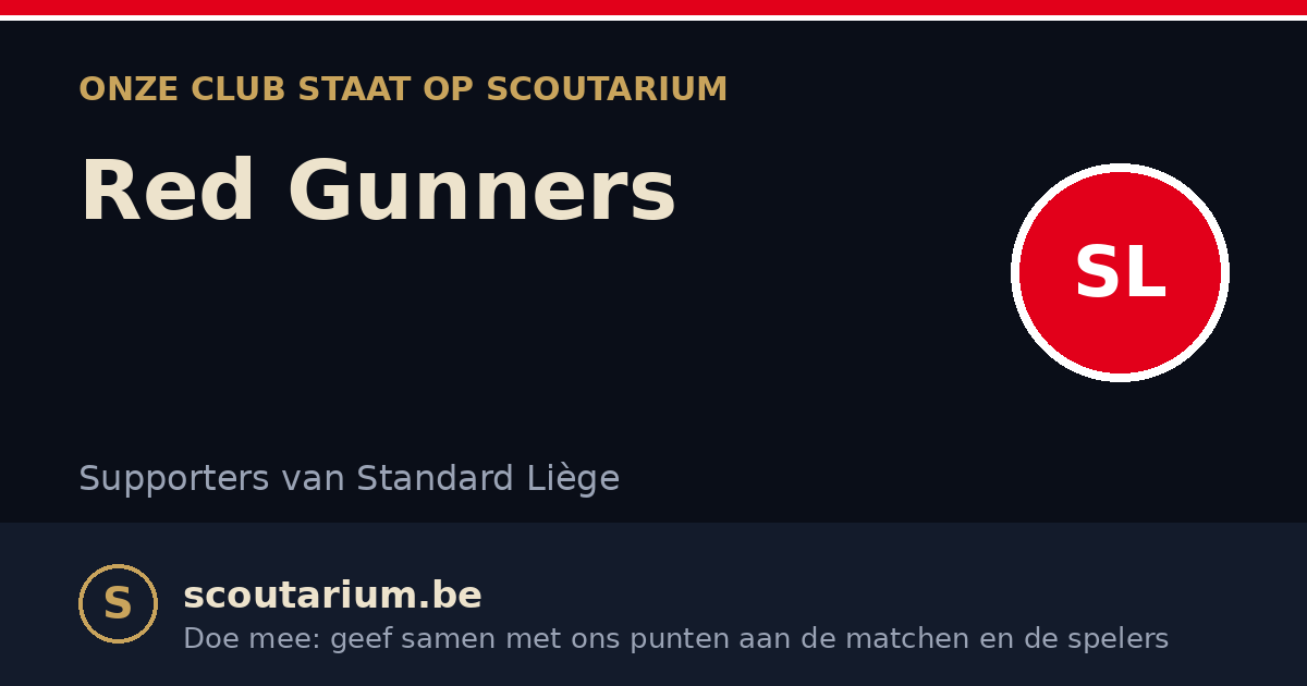 Onze club staat op Scoutarium: Red Gunners
