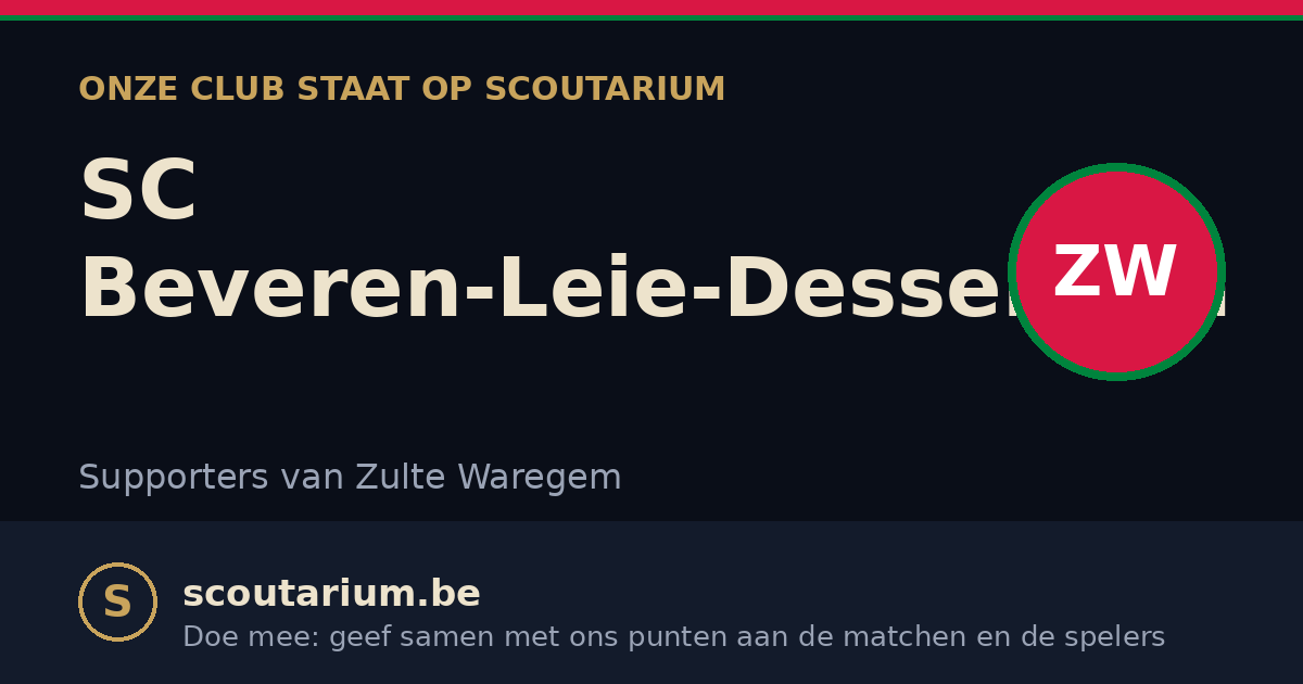 Onze club staat op Scoutarium: SC Beveren-Leie-Desselgem