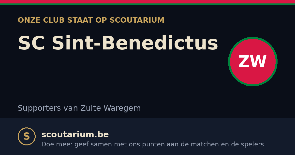 Onze club staat op Scoutarium: SC Sint-Benedictus