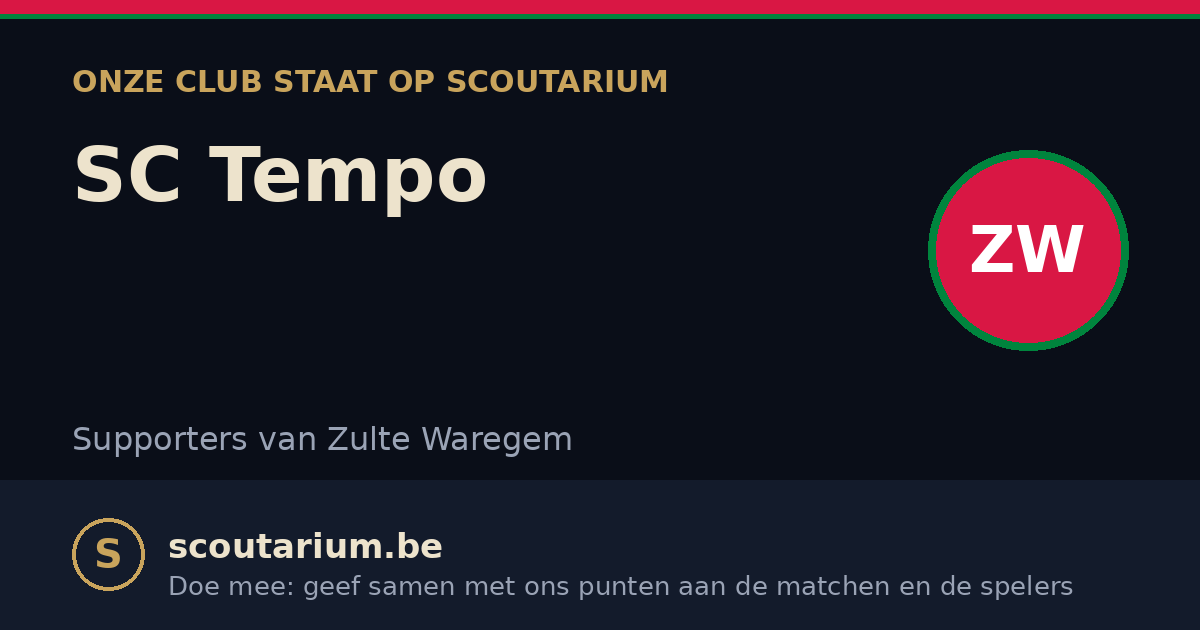 Onze club staat op Scoutarium: SC Tempo