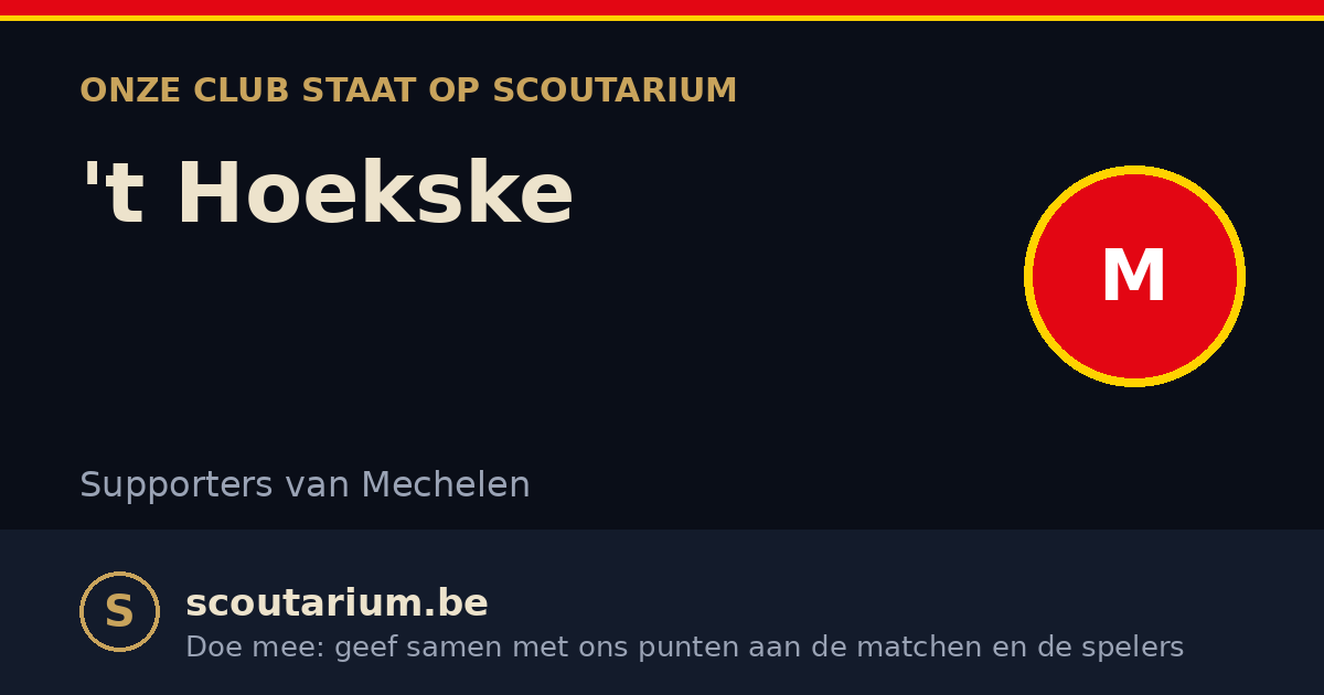 Onze club staat op Scoutarium: 't Hoekske
