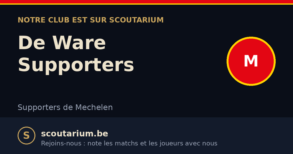 Notre club est sur Scoutarium : De Ware Supporters